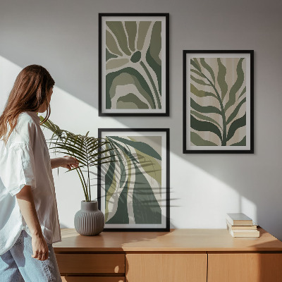 Composizione di quadri Illustrazioni di foglie verdi dipinte