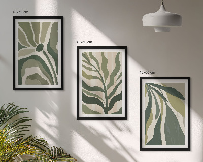 Composizione di quadri Illustrazioni di foglie verdi dipinte