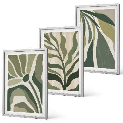 Composizione di quadri Illustrazioni di foglie verdi dipinte