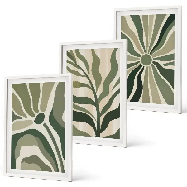 Set di quadri incorniciati con motivi vegetali in tonalità verde e beige