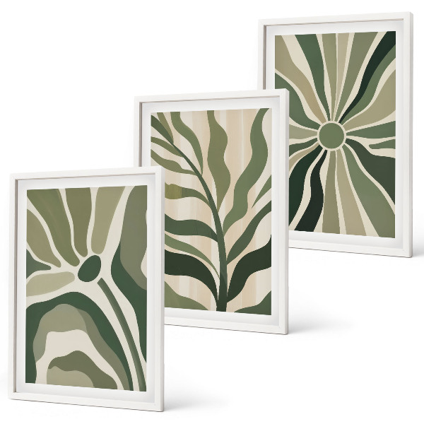 Set di quadri incorniciati Motivi vegetali verdi e beige