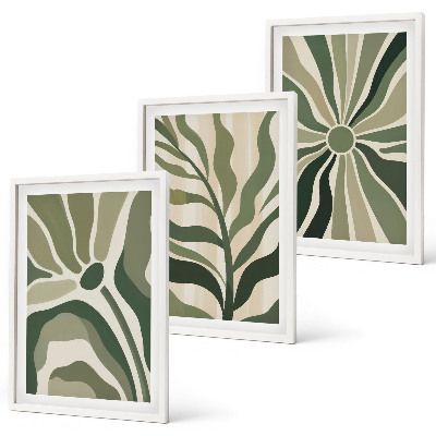 Set di quadri incorniciati Motivi vegetali verdi e beige