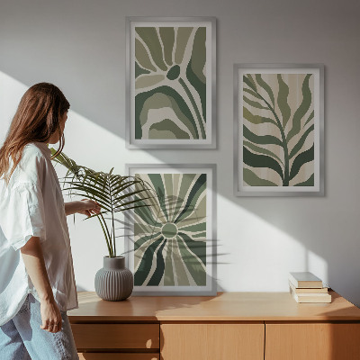 Set di quadri incorniciati Motivi vegetali verdi e beige