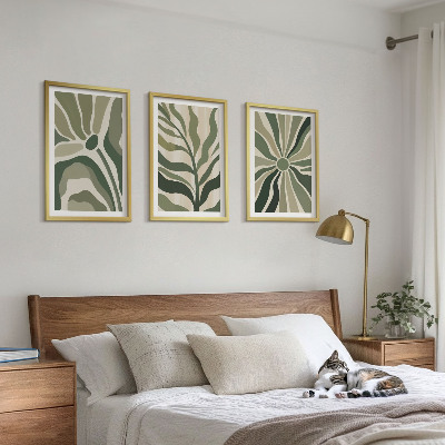 Set di quadri incorniciati Motivi vegetali verdi e beige