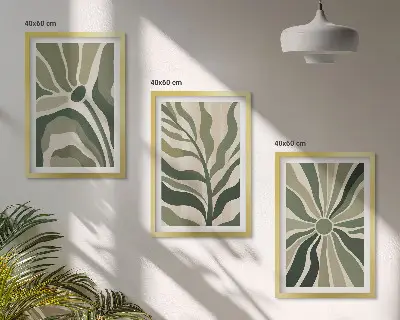 Set di quadri incorniciati con motivi vegetali in tonalità verde e beige