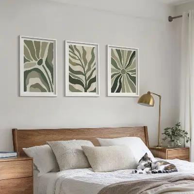 Set di quadri incorniciati con motivi vegetali in tonalità verde e beige