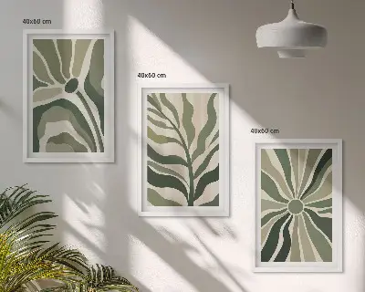 Set di quadri incorniciati con motivi vegetali in tonalità verde e beige
