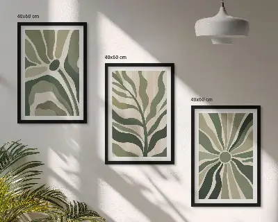 Set di quadri incorniciati con motivi vegetali in tonalità verde e beige