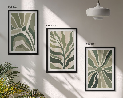 Set di quadri incorniciati Motivi vegetali verdi e beige