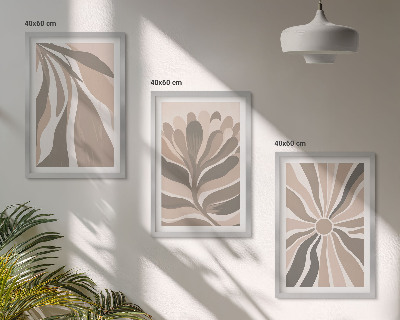 Set di 3 quadri Motivi astratti di piante