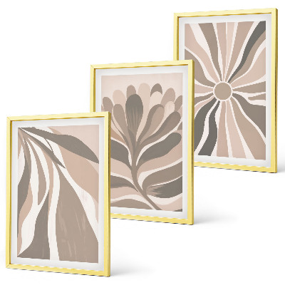 Set di 3 quadri Motivi astratti di piante