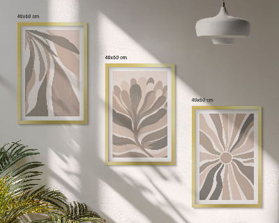 Set di 3 quadri Motivi astratti di piante