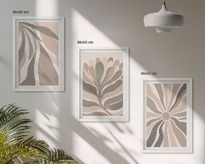 Set di 3 quadri Motivi astratti di piante