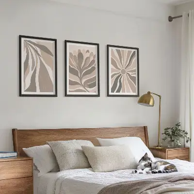 Set di 3 quadri con motivi astratti di piante