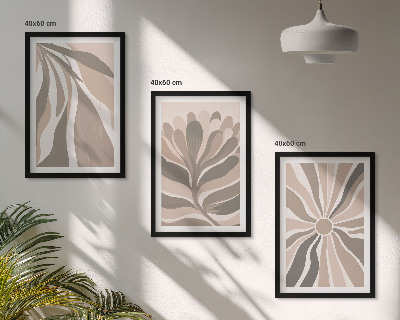 Set di 3 quadri Motivi astratti di piante