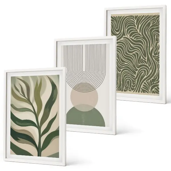 Set di quadri incorniciati con foglie dalle forme geometriche