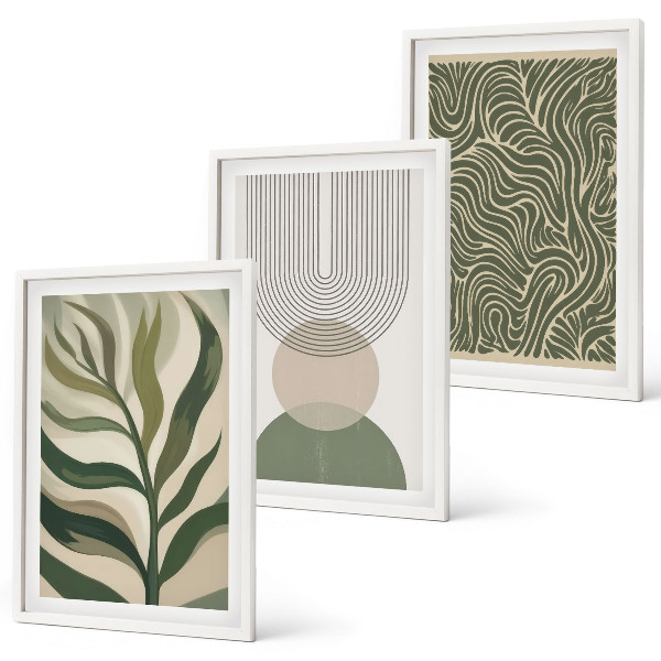 Set di quadri incorniciati Foglie dalle forme geometriche