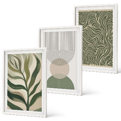 Set di quadri incorniciati Foglie dalle forme geometriche