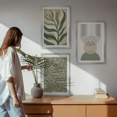 Set di quadri incorniciati con foglie dalle forme geometriche