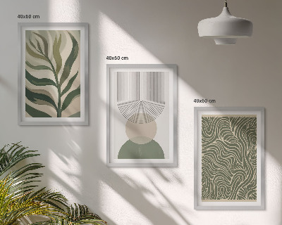 Set di quadri incorniciati Foglie dalle forme geometriche
