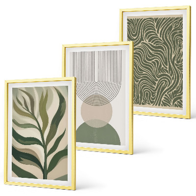 Set di quadri incorniciati Foglie dalle forme geometriche