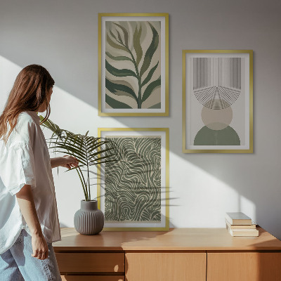 Set di quadri incorniciati Foglie dalle forme geometriche
