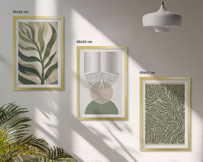 Set di quadri incorniciati Foglie dalle forme geometriche