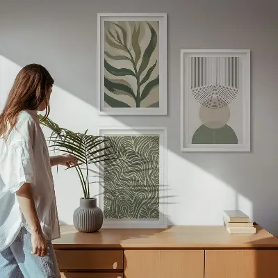 Set di quadri incorniciati con foglie dalle forme geometriche