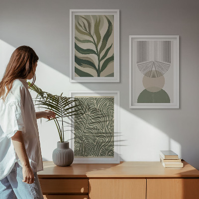 Set di quadri incorniciati Foglie dalle forme geometriche