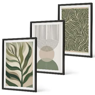 Set di quadri incorniciati con foglie dalle forme geometriche