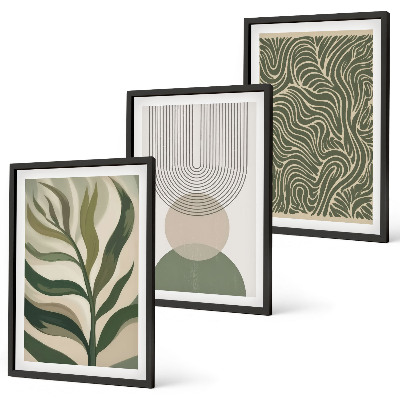 Set di quadri incorniciati Foglie dalle forme geometriche