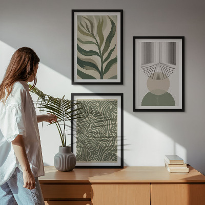 Set di quadri incorniciati Foglie dalle forme geometriche