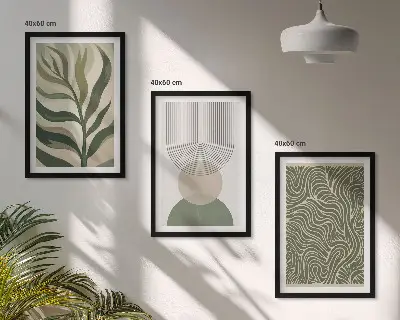 Set di quadri incorniciati con foglie dalle forme geometriche