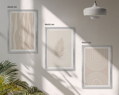 Set di 3 quadri motivi vegetali beige