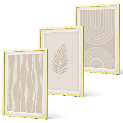 Set di 3 quadri motivi vegetali beige