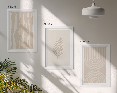 Set di 3 quadri motivi vegetali beige