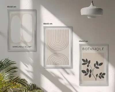 Composizione di quadri con poster di piante delicate in stile boho