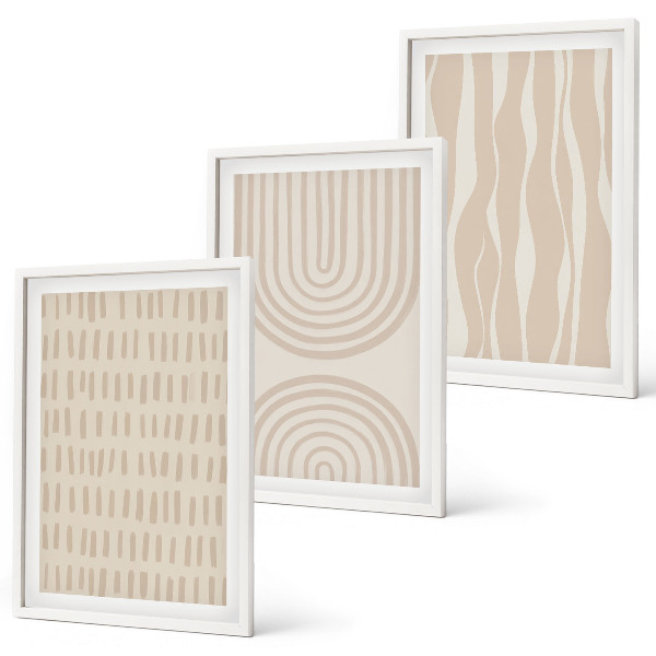 Set di 3 quadri Motivi astratti beige