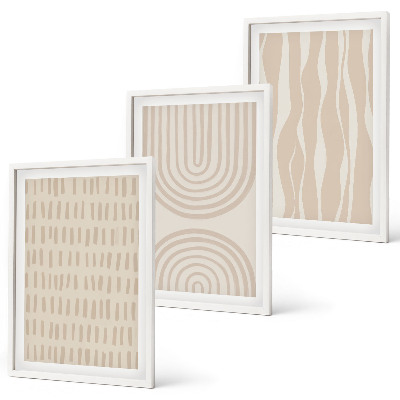 Set di 3 quadri Motivi astratti beige