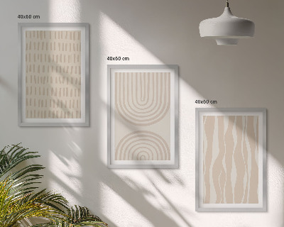 Set di 3 quadri Motivi astratti beige