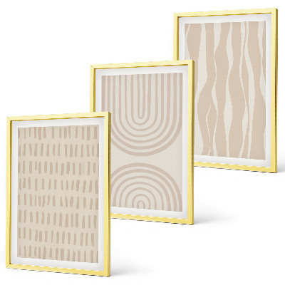 Set di 3 quadri Motivi astratti beige
