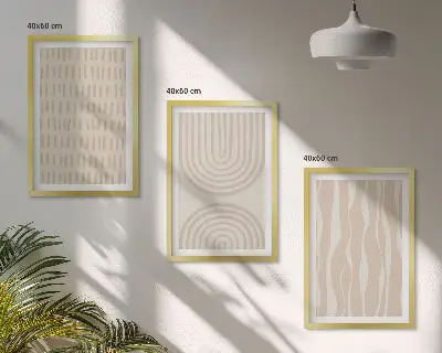Set di 3 quadri con motivi astratti sui toni del beige