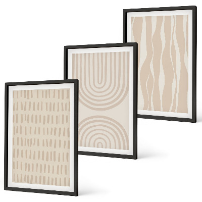 Set di 3 quadri Motivi astratti beige
