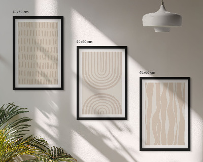 Set di 3 quadri Motivi astratti beige