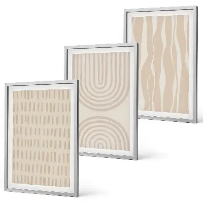 Set di 3 quadri con motivi astratti sui toni del beige