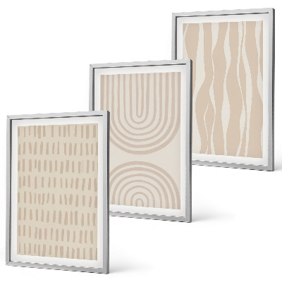 Set di 3 quadri Motivi astratti beige