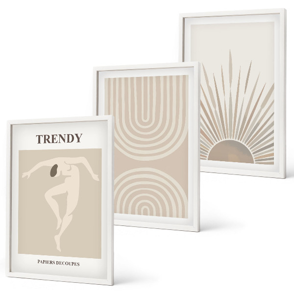Set di quadri incorniciati Poster astratti in stile boho pastello