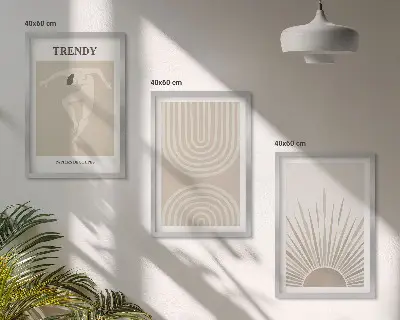 Set di quadri incorniciati con stampe astratte in stile boho pastello