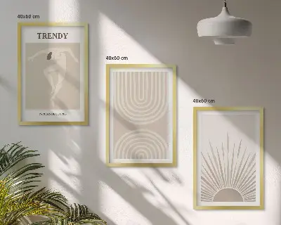 Set di quadri incorniciati con stampe astratte in stile boho pastello