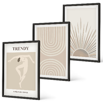 Set di quadri incorniciati Poster astratti in stile boho pastello
